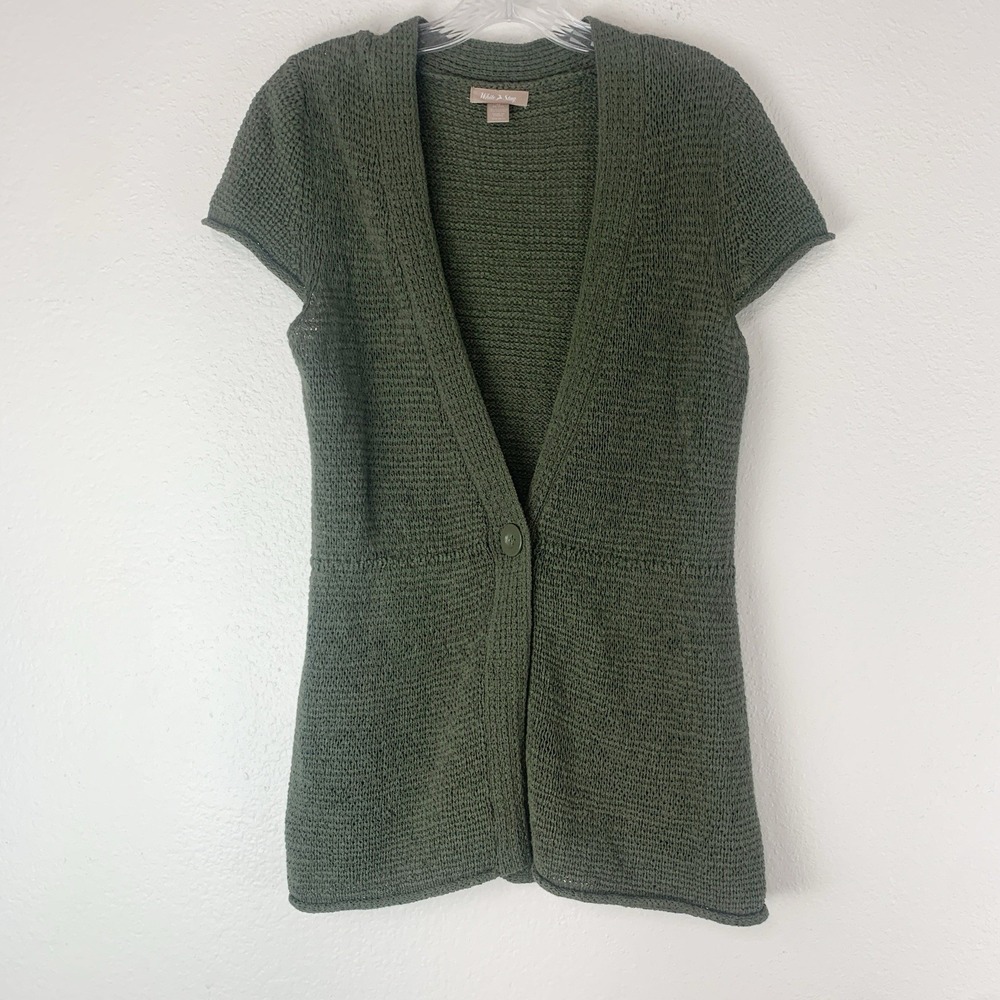 White Stag Sweater Womens Medium Cardigan‎ Green Goblincore Forest Preppy Boho M